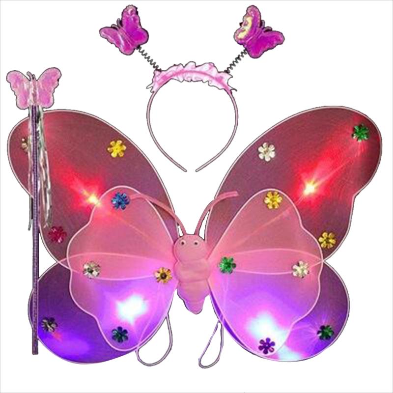 3pcs/set Children Butterfly Wings Costume Props Gauze Wings Skirt Suit
