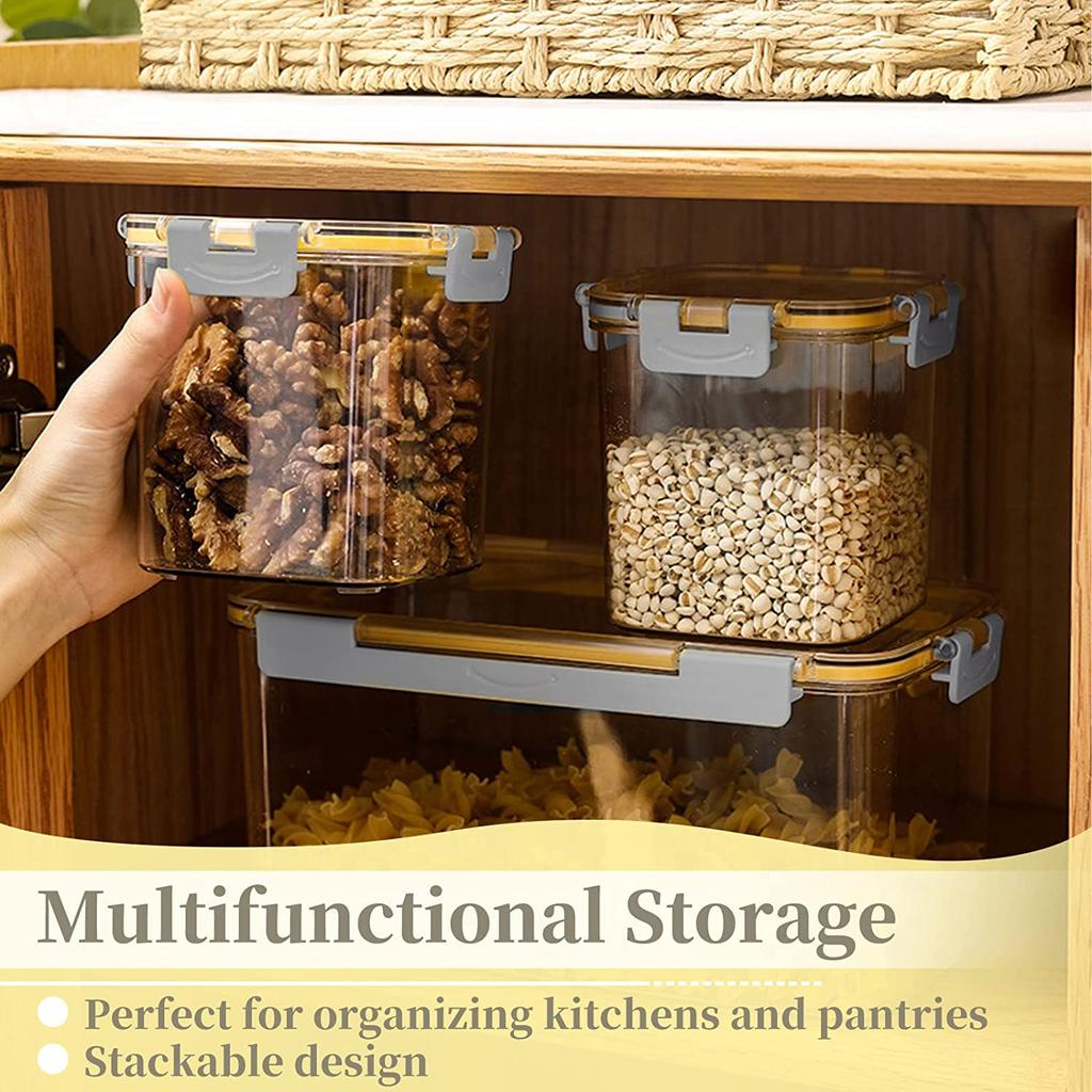 Airtight Food Storage Containers with Innovative Lids, 6Pcs 0.75L-6.5L Large Clear Plastic Kitchen Storage Containers
