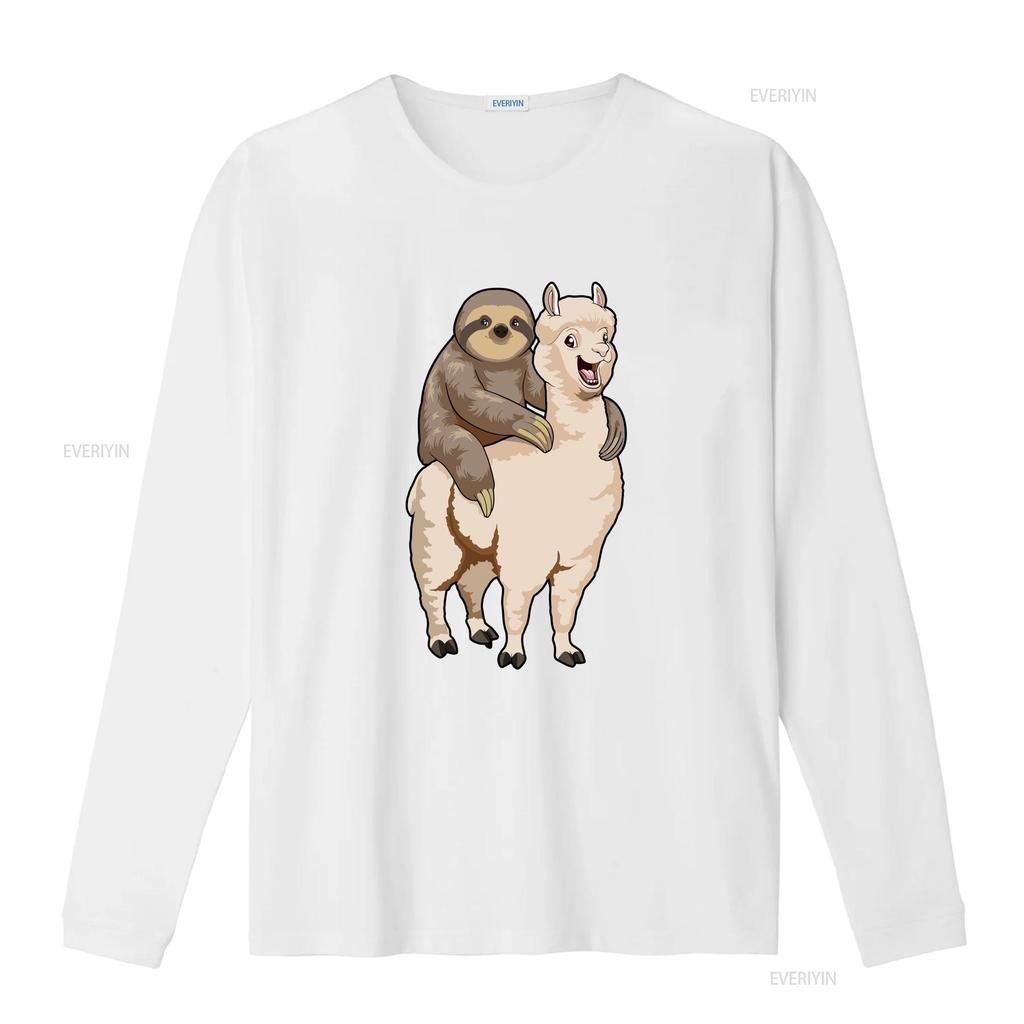 Sloth Riding Llama Funny Lazy Animal Pun T Shirt Sizes S 5XL vintage Washed Breathable Casual streetwear graphic fashion