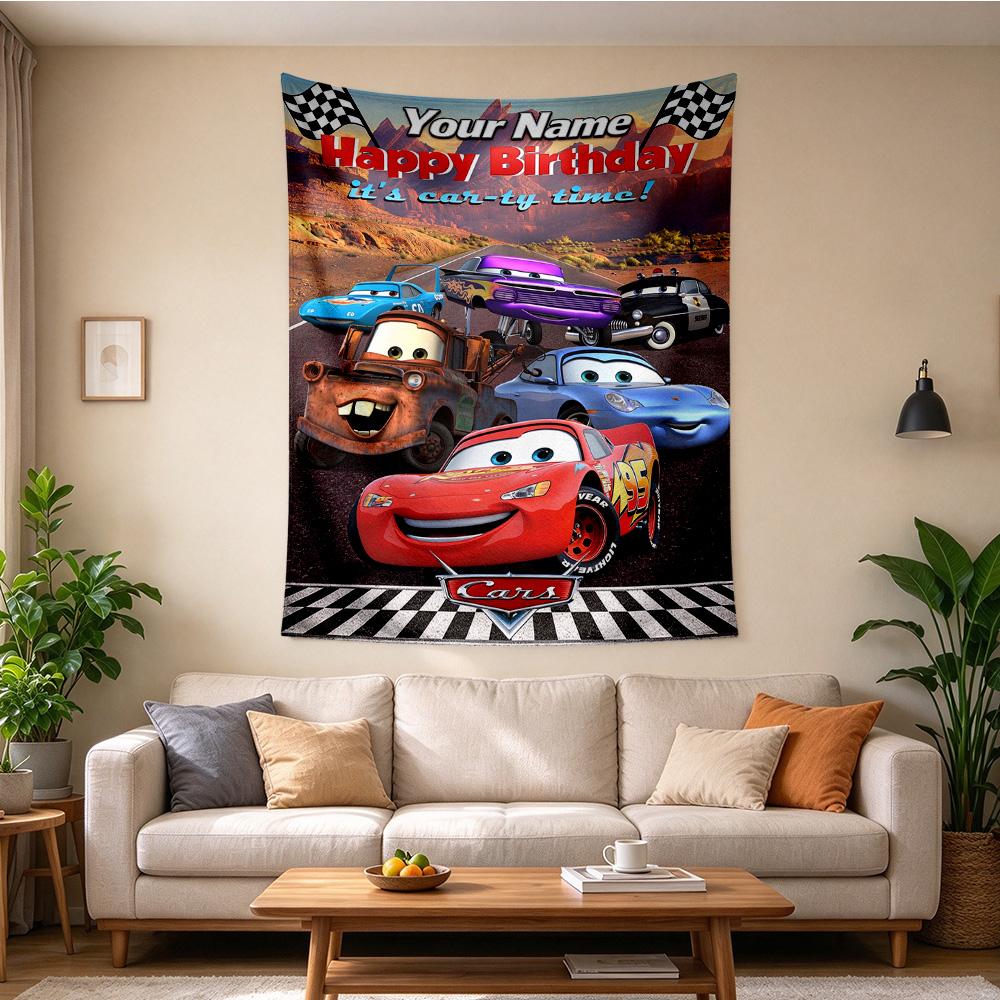 Custom Name Cars Tapestry Wall Hanging for Bedroom, Living Room & Dorm Decor, Modern Home Wall Art