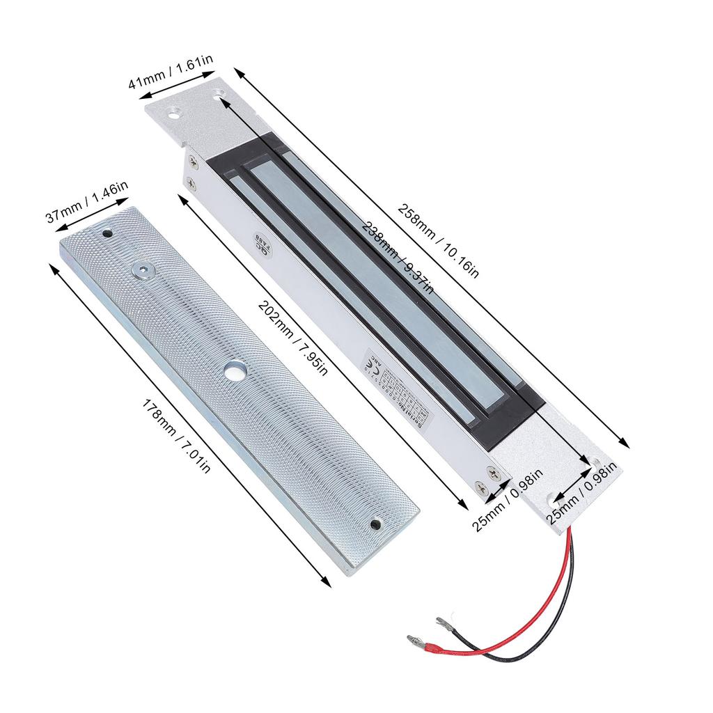 280KG Electric Magnetic Lock Aluminum Alloy 12V NC Mode Electromagnetic Lock for Door Access Control System