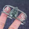 Natural Prehnite Gemstone 925 Sterling Silver Cuff Bangle Adjustable U9w50