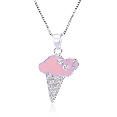 S925 Sterling Silver Summer Ice Cream Ice Cream Pendant Women's Korean-Style Simple Cone Silver Jewelry