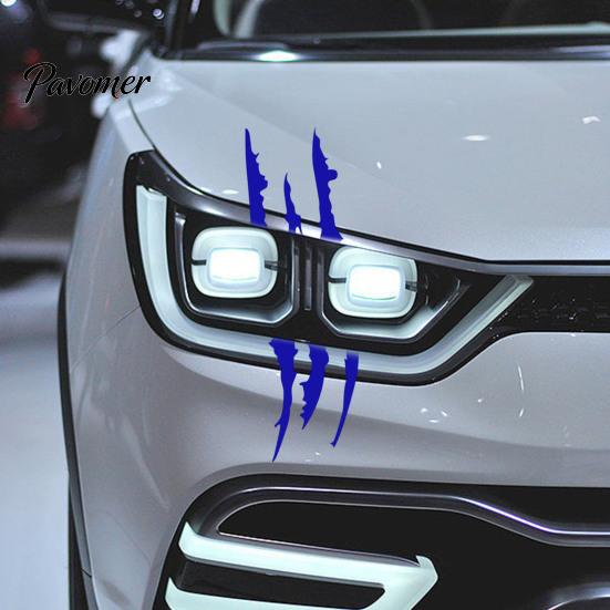 Claw Mark Car Vinyl 2Pcs Decals for Cars, Headlight Sticker, Stripes Waterproof Racing Style Hood Sticker Scratch Decal Sports Cars SUV Pickup