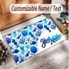 Fish Ocean Theme Soft Crystal Velvet Rug Custom Name & Text Print Non Slip Floor Rug for Bedroom Living Room