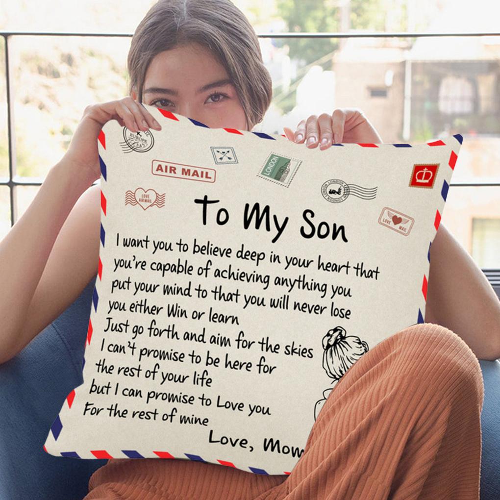 Pillow Cover Fiber Square Throw Pillow Cover Lettering Washable Sofa Cushion Case