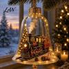 Layered Christmas Tree Ornament Sets 3D Bell Ornament, Winter Scene Clear Decoration with Santa Holiday Home Atmosphere Enhancements Snowman Reindeer