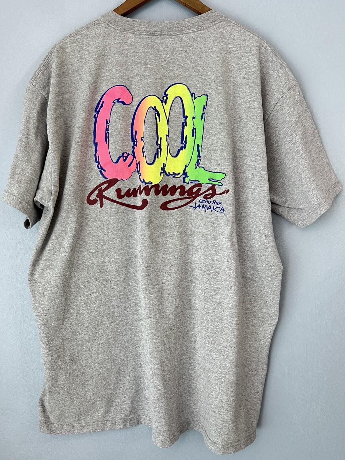 VTG Cool Runnings Ocho Rios Jamaica Grey Colorful Raised Logo T-Shirt Mens XXL M