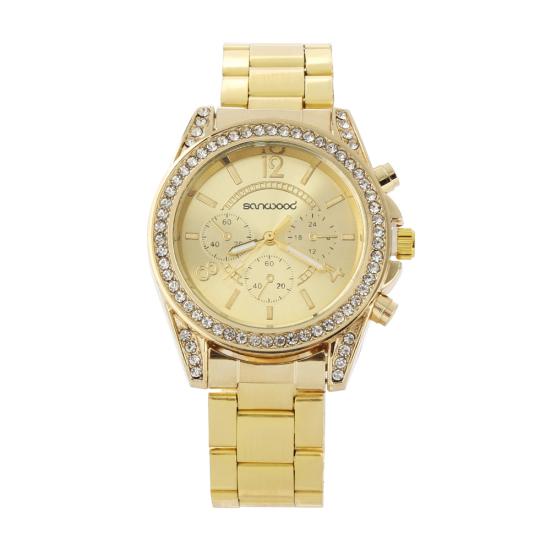 Dámské módní náramkové náramkové hodinky z nerezové oceli s lesklým kamínkem