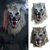 Maschera per la Testa All-inclusive Halloween Lupo Mannaro Maschera Intera Lattice Lupo Cosplay Copricapo con Morbido Costume Pelliccia Realistica Festa Casa Infestata Oggetto di Scena,