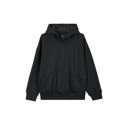 Solid Color Casual Loose Ribbed Hoodie Men Hoodies Black 1383100-001