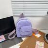 Corduroy Mini Backpack Multiple Pockets School Bag Classic Solid Color Shoulder Bag S/M/L Soft Unisex Female Commuter Travel Bag