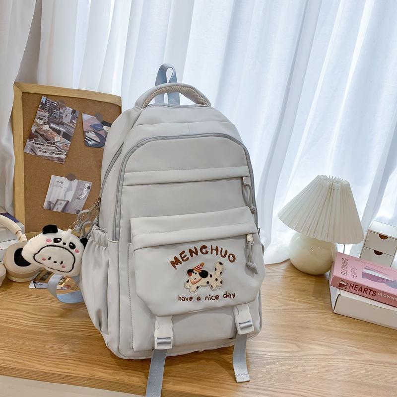 New Cartoon Puppy Embroidered Schoolbag High Value Korean Version Ins College Style Junior High School Students Multi Layer Backpack