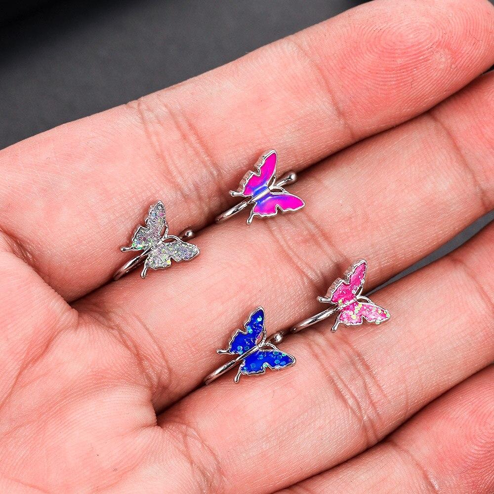 1pc U-shaped Butterfly Fake Nose Ring Hoop Septum Rings Stainless Steel Nose Piercing Nariz Ombligo Clip On Nose Non-Pierced