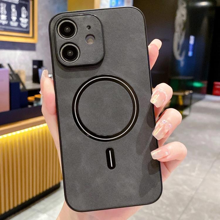 Lambskin Faux Leather Magnetic Case for iPhone 15 Pro Max, PU+TPU+PC Wear-resistant Shockproof Protective Cover