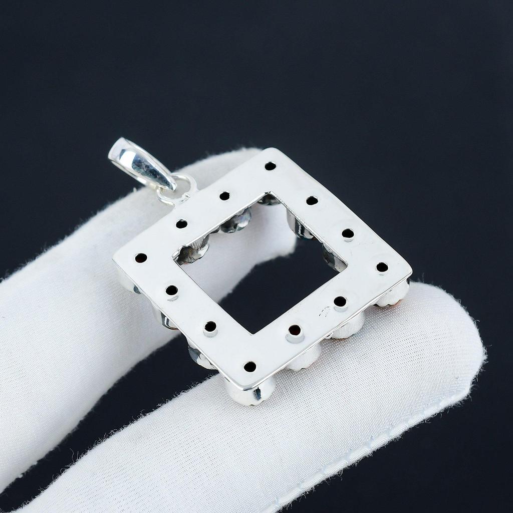 Natural Orange Spiny Oyster Gemstone Silver Pendant In 925 Sterling Silver- Handmade Design, Everyday Wear Jewelry, Unique Pendant Father's Day Gift