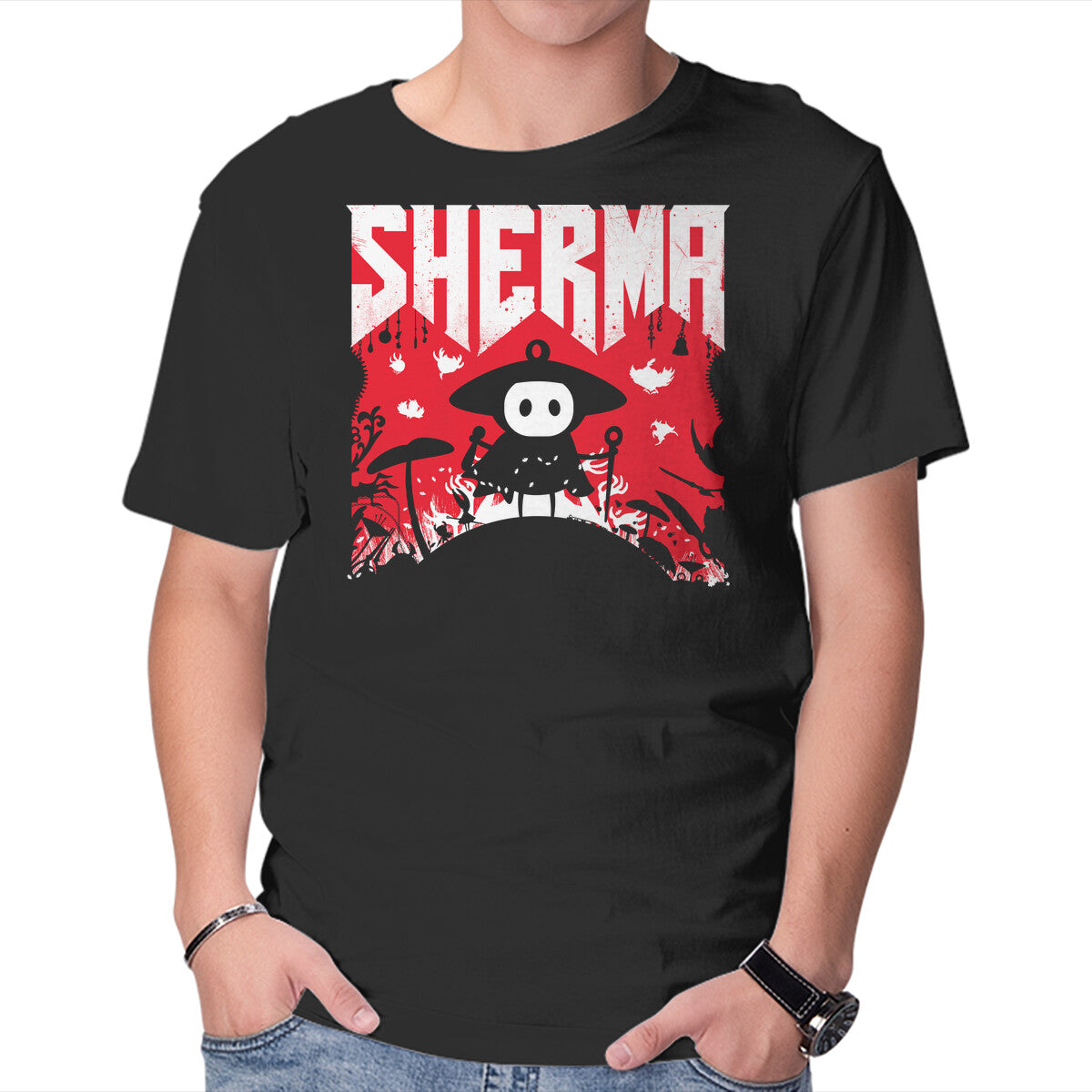 Unisex Crew Neck T-Shirt Sherma Slayer Graphic Short Sleeve Casual Tee XL