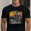 Classic Motorcycle And Sunset T-Shirt Men‘s Cotton Summer Short-sleeved Casual Streetwear Tops Tee