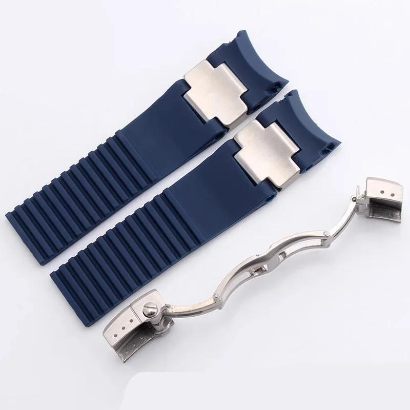 Für Ulysse Nardin Hochwertiges Silikonkautschuk Uhrenarmband 263 DIVER Gebogenes Endstück 22mm Wasserdichtes Band Uhrenarmbänder