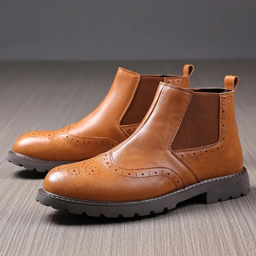 Men Winter Boots Ankle Leather Comfortable Wear For Daily Use Durable Material With Good Quality Stylish Design Suitable For Various Occasions