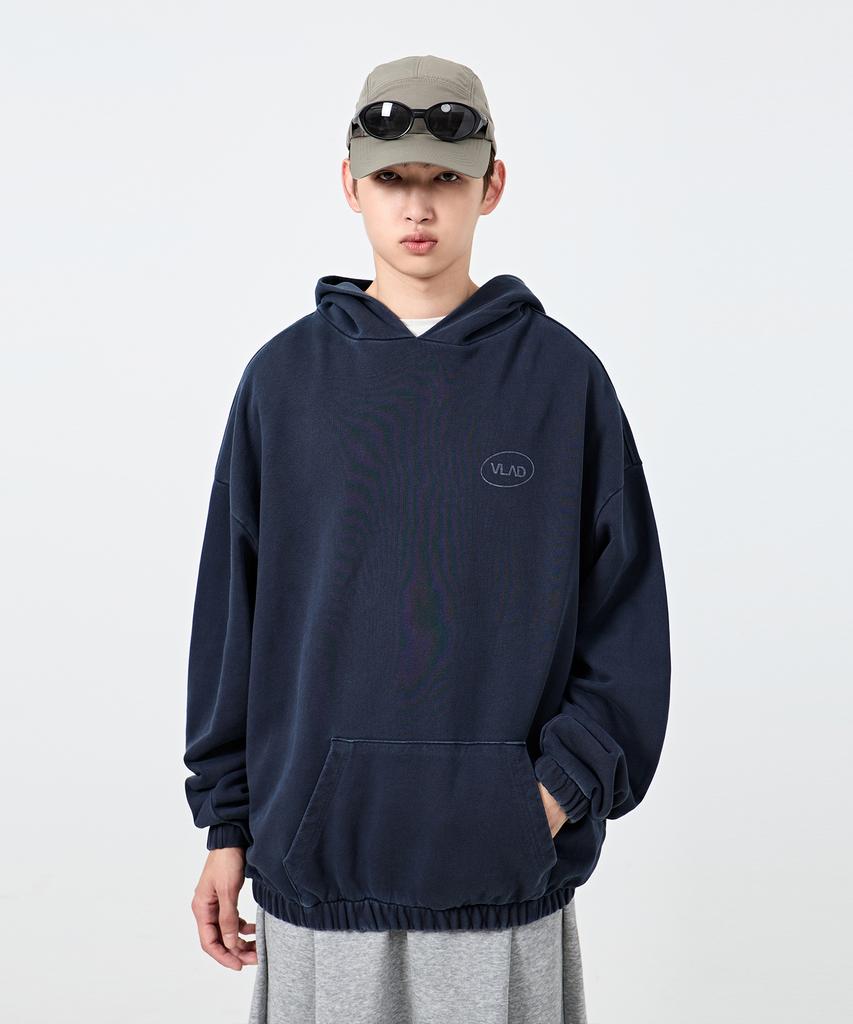 Vlad Small Logo Fade Wash Hoodie_Pigment Navy