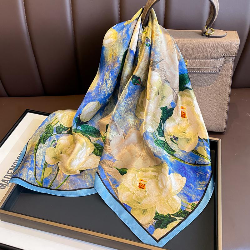 Jungle Floral Silk 70 Square Scarf Mulberry Silk Silk Scarf Women'S Versatile Spring And Autumn Mother Scarf Gift