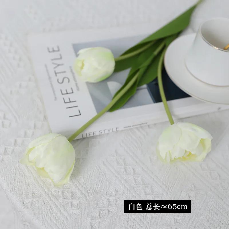 

10Pcs/lot Artificial Silk Flower 3heads Tulips Bouquet Wedding Decor Home Living Room Flower Arrangement Party Floral Fake Tulip белый