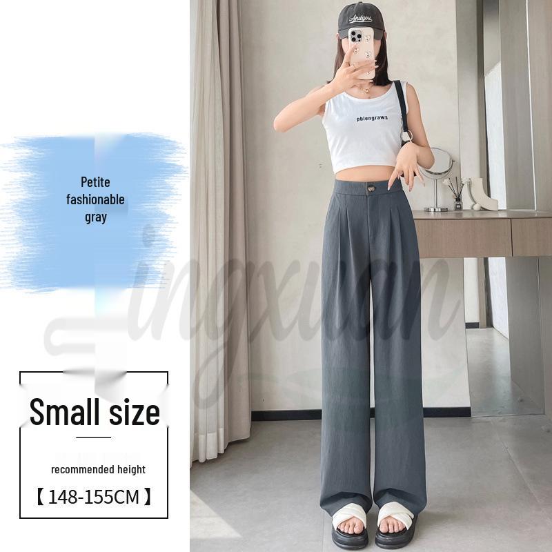Real Shot 2026 Summer Ice Silk Sun Protection High-Waist Wide-Leg Suit Pants for Women