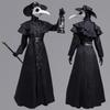 Steampunkový kostým morového lékaře pro dospělé Halloweenský Cosplay Oblek Středověký Vraní Maskovaný Ptačí Muž Ensemble S-5XL