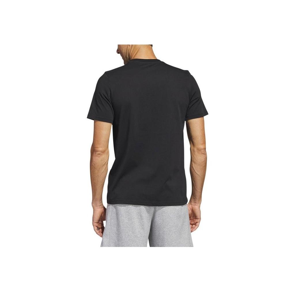 Adidas Logo Embroidered Print Crew Neck Short Sleeve T-Shirt Men Tops Black HS2533