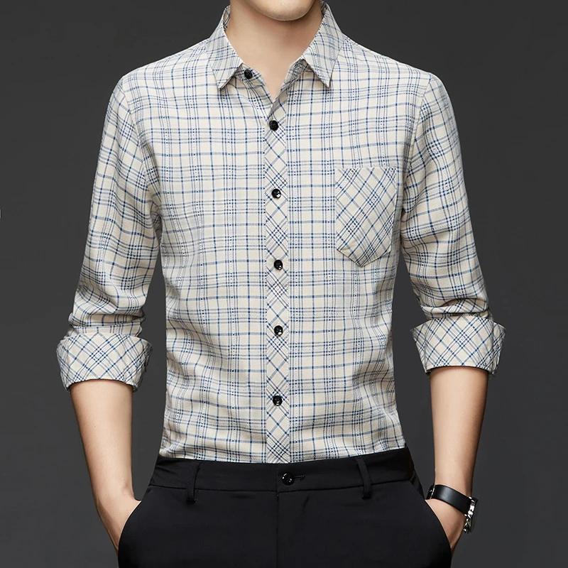 

New Men s Casual and Fashionable Long Sleeved Cotton and Linen Shirt with Stripes Comfortable and Breathable Versatile Top 4XL