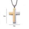 1Pcs Gothic Style Titanium Steel Cross Pendant Necklace, Motorcycle Punk Black Silver Crystal Jewelry For Men N6337