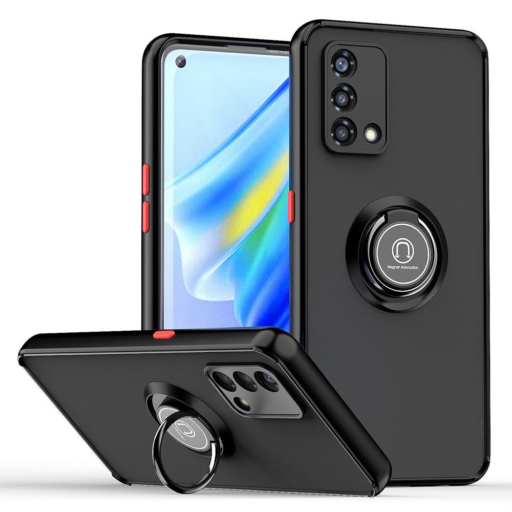 KEYSION Mote matt deksel for OPPO A74 A95 F19 Pro Gjennomsiktig støtsikkert ringstativ bakdeksel for OPPO Reno 6 5 Lite 5F