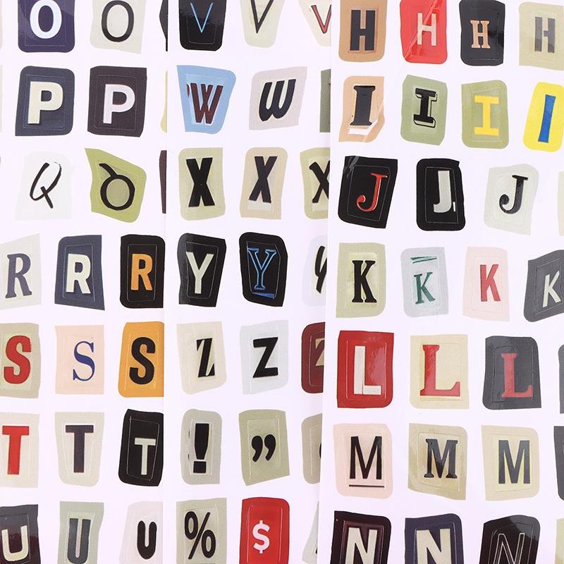 Alphabet, Number & Symbol Label Stickers Diy Scrapbooking Journal Supplies For Students (Decorative Collage Base)
