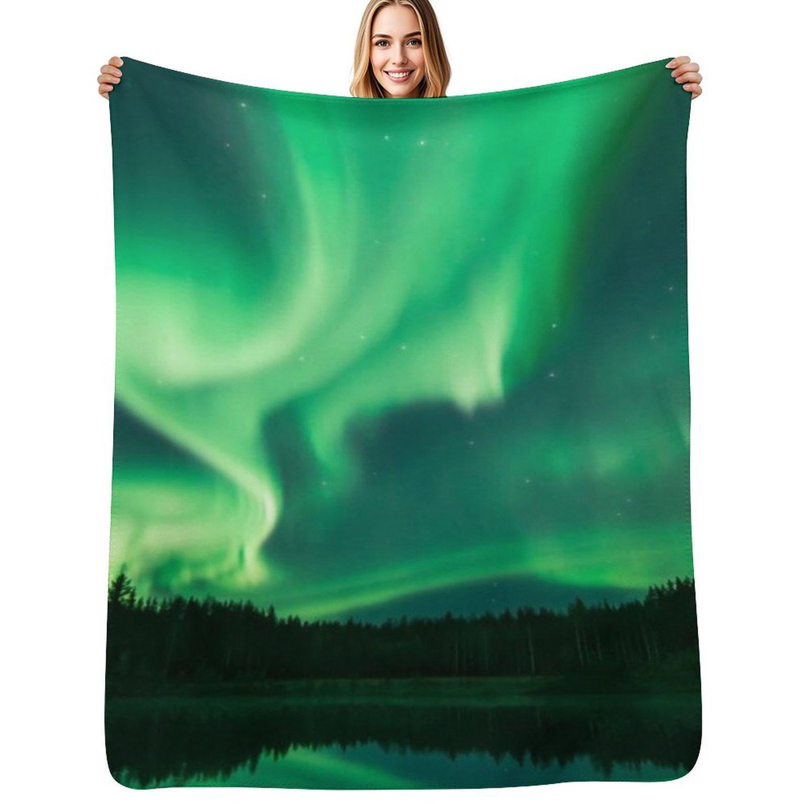 Northern lights Throw Blanket Year Round Soft Comfortable Blanket for Home Size: 75*100cm, Weight: 230 GSM