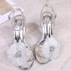 European and American Rhinestone Embroidered Flower Large Size Stiletto Sandals Women's One-word Buckle High Heels