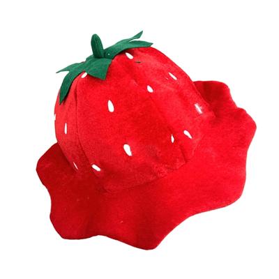 Halloween Jordgubbsmössa Huvudbonad Plysch Frukt Huvudskydd för Maskerad Halloween Plysch Tecknad Mössa Huvudbonad