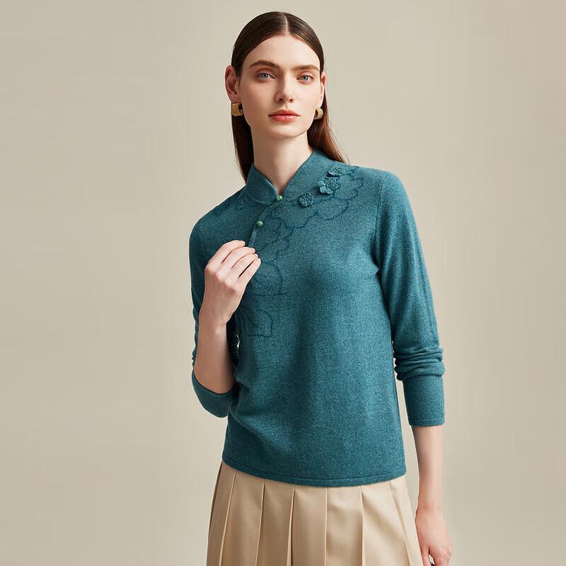 Zhaojun Women's Chinese Style Cashmere Stand-up Collar Sweater