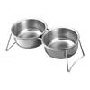 Elevated Double Bowl Water and Food Bowls with Stand Pet Feeder Waterer for Small Dogs
