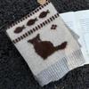 Women Scarf Cartoon Cat Design Arctic Fleece Warm Soft Universal Size Long Scarf Casual Clothing Accessory