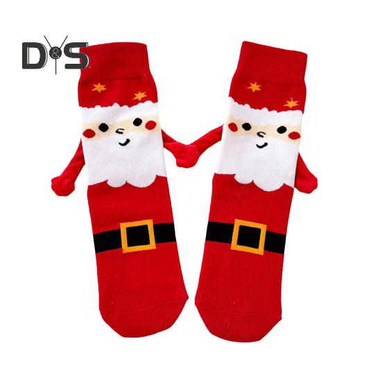 

1 пара рождественских парных носков в форме мультфильма с магнитным ручным креплением, праздничные, средней длины, толстые, теплые, нескользящие, для праздничной вечеринки, подарок на Новый год белый
