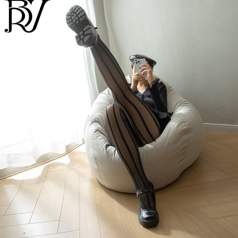 Japanische sexy schwarze Sommerstrümpfe mit vertikalen Streifen – heiße Strumpfhosen im JK-Stil