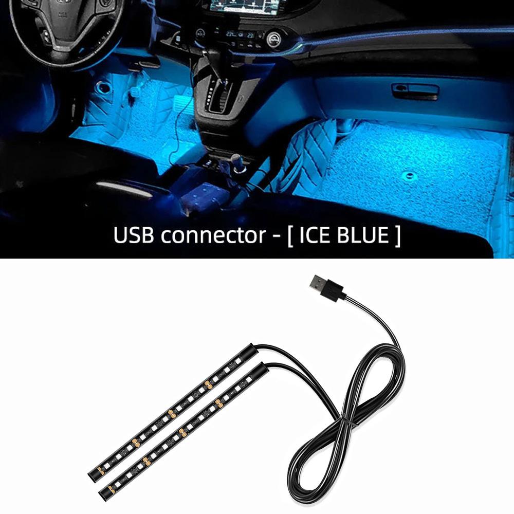 24LED Car Interior Ambient Foot Strip Light Kit Backlight 5V USB Auto Decorative Atmosphere Neon Lamp Vehicle Accessories