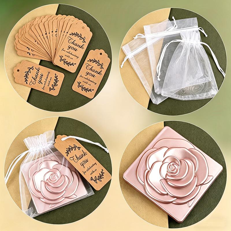 1-12PCS Luxury Rose Mirror Gift Kit Suitable for Wedding Events Celebrations Party Souvenir Gifts Handheld Pocket Mirror Set ZYF