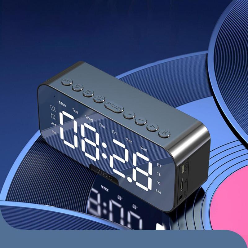 Multifunctional Alarms Dual Alarms Bluetooth Wireless High-Quality Sound Portable Smart Speaker Desktop Display FM Radio