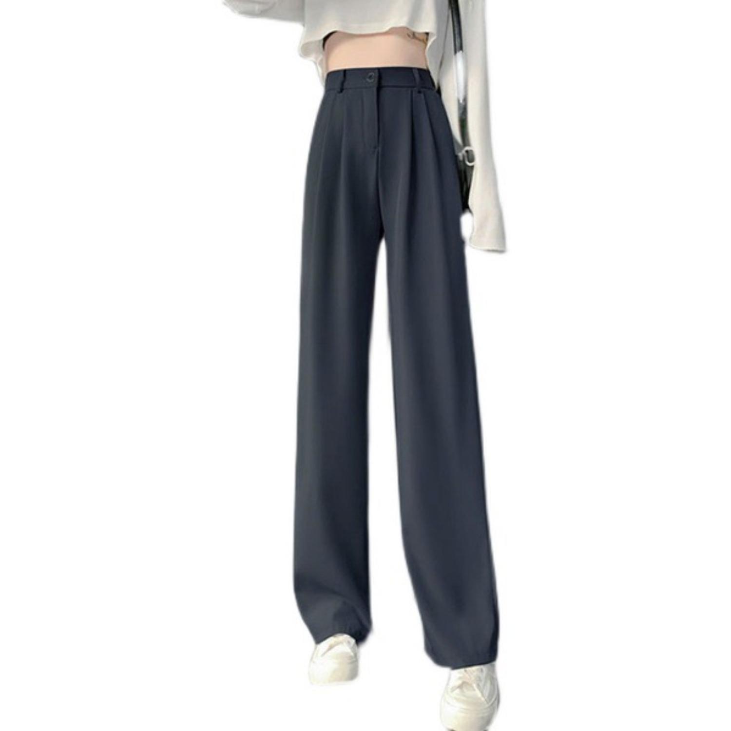 Women s High Waist Wide Leg Pants Casual Straight Trousers Flowy Dress Pants S