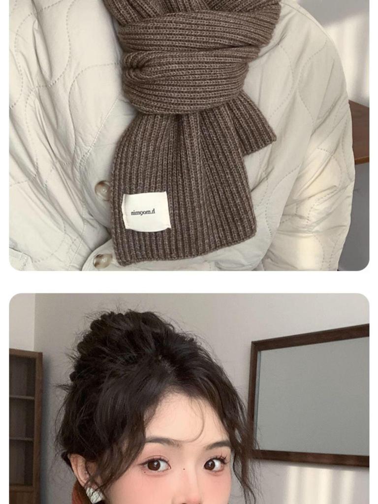Gestrickter Schal im koreanischen Stil: Gemütlicher Winter-Nackenschal für Damen & Herren, einfarbig, warm & vielseitig.