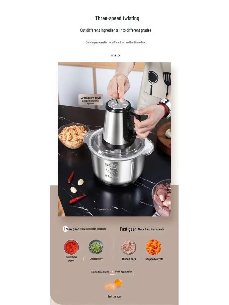 Upgraded Electric Meat Grinder & Food Processor: Dough Mixer, Blender, Dumpling & Chili Filling Machine - Free Shipping