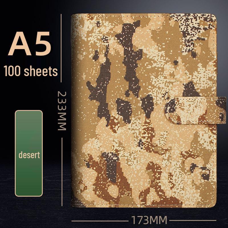 Camouflage Loose-Leaf Notebook with Buckle - High-Grade A5/B5 for Business, Training, and Education.