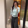 Women's Faux Mink Fur Knit Sweater: Soft, Fluffy Long Sleeve Lapel Pullover with Waist-cinching, Perfect for Autumn and Winter Commutes.